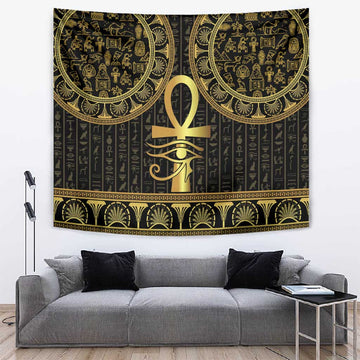 Afro Ancient Egypt Ankh and Eye Of Horus Tapestry Egyptian Hieroglyphs LT14