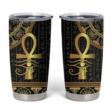 Afro Ancient Egypt Ankh and Eye Of Horus Tumbler Cup Egyptian Hieroglyphs LT14