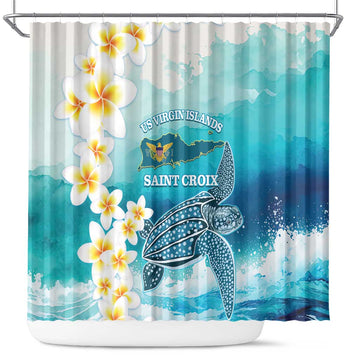 US Virgin Islands St Croix Shower Curtain Twin City Leatherback With Plumeria LT14