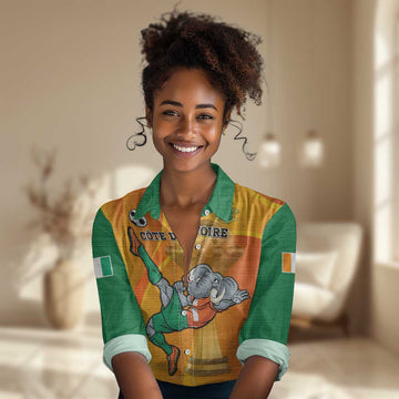 Custom Ivory Coast Football Women Casual Shirt 2024 Mascot With Champions Trophy LT14