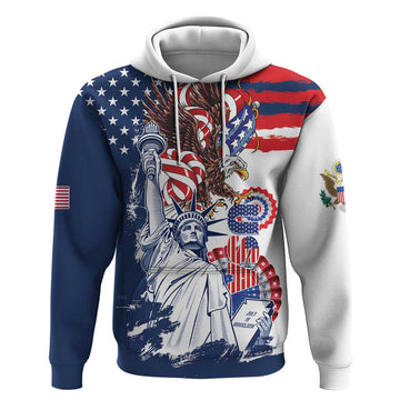 United States 4th Of July Hoodie USA Eagle Statue Of Librerty LT14