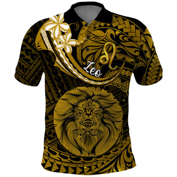 Polynesian Pride Leo Zodiac Polo Shirt Astrological Sign Tribal Plumeria Gold Galaxy LT14