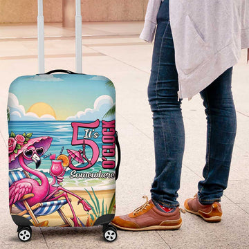 Flamingo Aloha Hawaii Luggage Cover It's 5 OClock Somewhere Tropical Vibes LT14