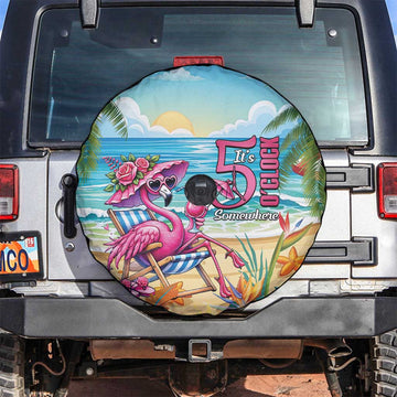 Flamingo Aloha Hawaii Spare Tire Cover It's 5 OClock Somewhere Tropical Vibes LT14