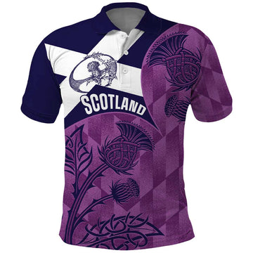 Scotland Rugby Custom Polo Shirt Go Scottish Thistle Purple Version LT14