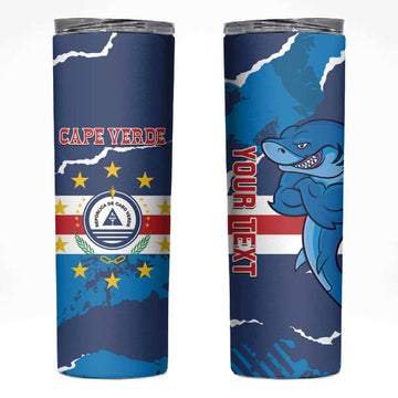 Custom Cape Verde Football Skinny Tumbler Blue Sharks Mascot LT14