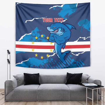 Custom Cape Verde Football Tapestry Blue Sharks Mascot LT14