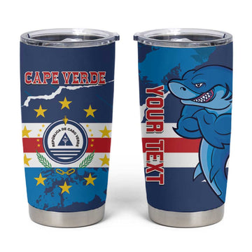 Custom Cape Verde Football Tumbler Cup Blue Sharks Mascot LT14