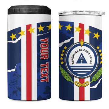 Custom Cape Verde Football 4 in 1 Can Cooler Tumbler Blue Sharks Sporty LT14