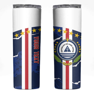 Custom Cape Verde Football Skinny Tumbler Blue Sharks Sporty LT14
