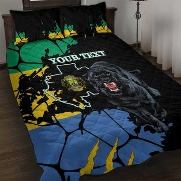 Personalized Gabon Black Panther Quilt Bed Set Gabonese Map Grunge Style LT14