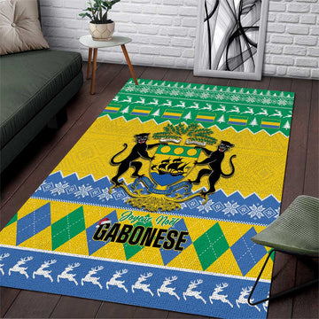 Afro Gabon Christmas Area Rug Joyeux Noel Coat Of Arms - African Pattern LT14
