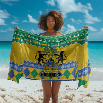 Afro Gabon Christmas Sarong Joyeux Noel Coat Of Arms - African Pattern LT14
