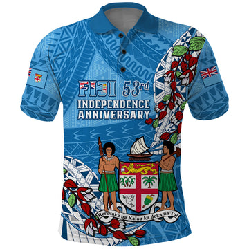 Personalised Fiji Day Polo Shirt Fijian Tagimaucia Flower Polynesian Mix Tapa Pattern LT14