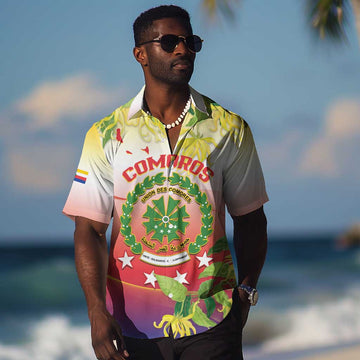 Personalized Comoros Hawaiian Shirt Coat Of Arms Mix Ylang Ylang Flower LT14