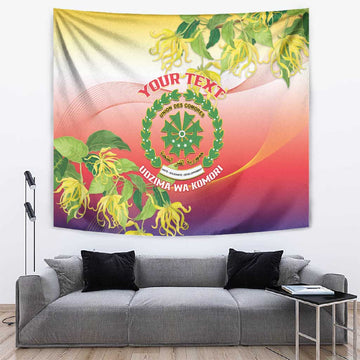 Personalized Comoros Tapestry Coat Of Arms Mix Ylang Ylang Flower LT14