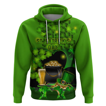 Happy St Patricks Day Hoodie La Fheile Padraig Shamrock Style LT14