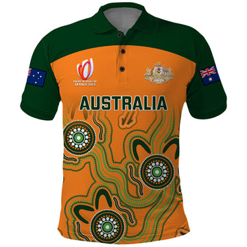 Personalised Australia Rugby Polo Shirt 2023 Go Wallabies Aboriginal World Cup LT14