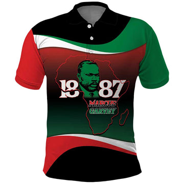 Marcus Garvey 1887 Polo Shirt African Map Curves Style LT14