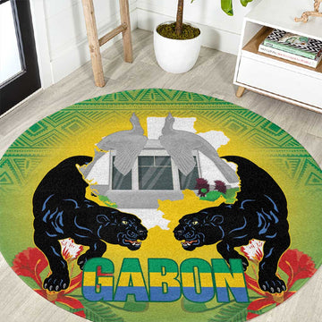 Afro Gabon Independence Day Round Carpet Memorial Leon Mba Monument LT14