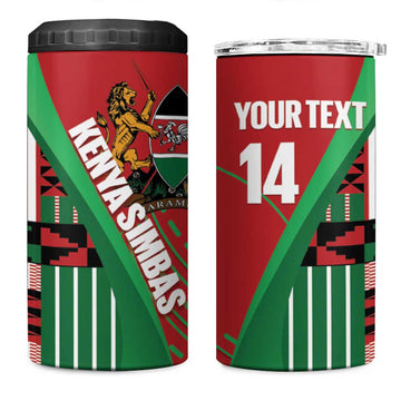 Custom Kenya Cricket 4 in 1 Can Cooler Tumbler Simbas African Kente LT14