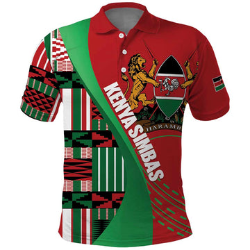 Custom Kenya Cricket Polo Shirt Come On Simbas Kente Pattern LT14
