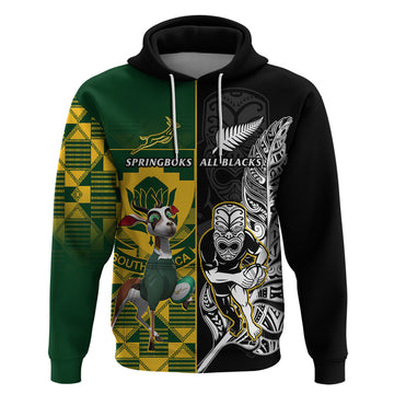 Custom South Africa And Aotearoa Rugby Hoodie 2023 Springboks Kente Combine All Black Maori Fern LT14