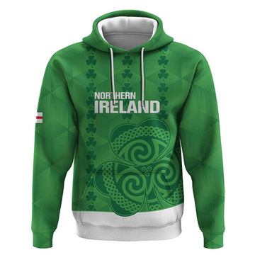 Custom Northern Ireland Hoodie Go Green and White Army LT14