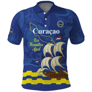 Custom Curacao Football Polo Shirt La Familia Azul LT14