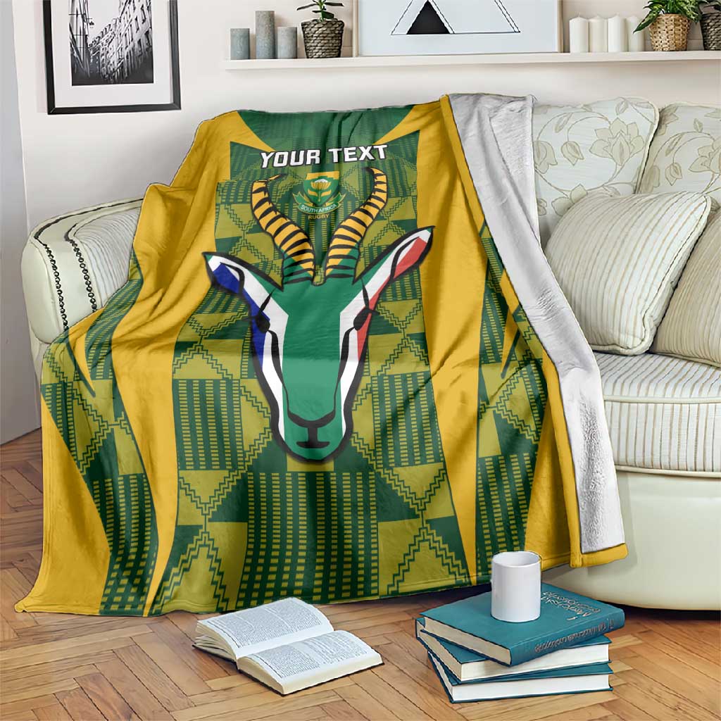 Custom South Africa Rugby Blanket Go Springboks Kente With Bokke LT14