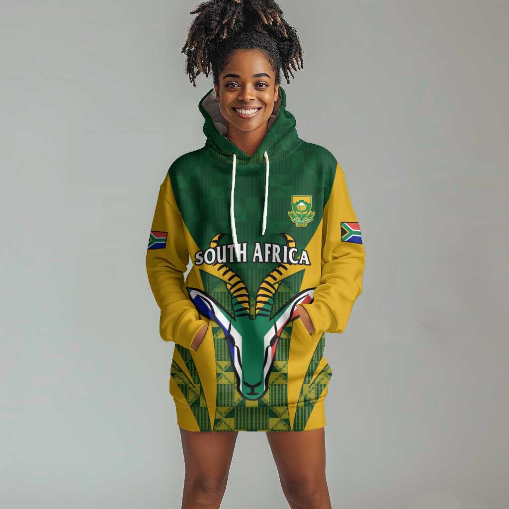 Custom South Africa Rugby Hoodie Dress Go Springboks Kente With Bokke LT14