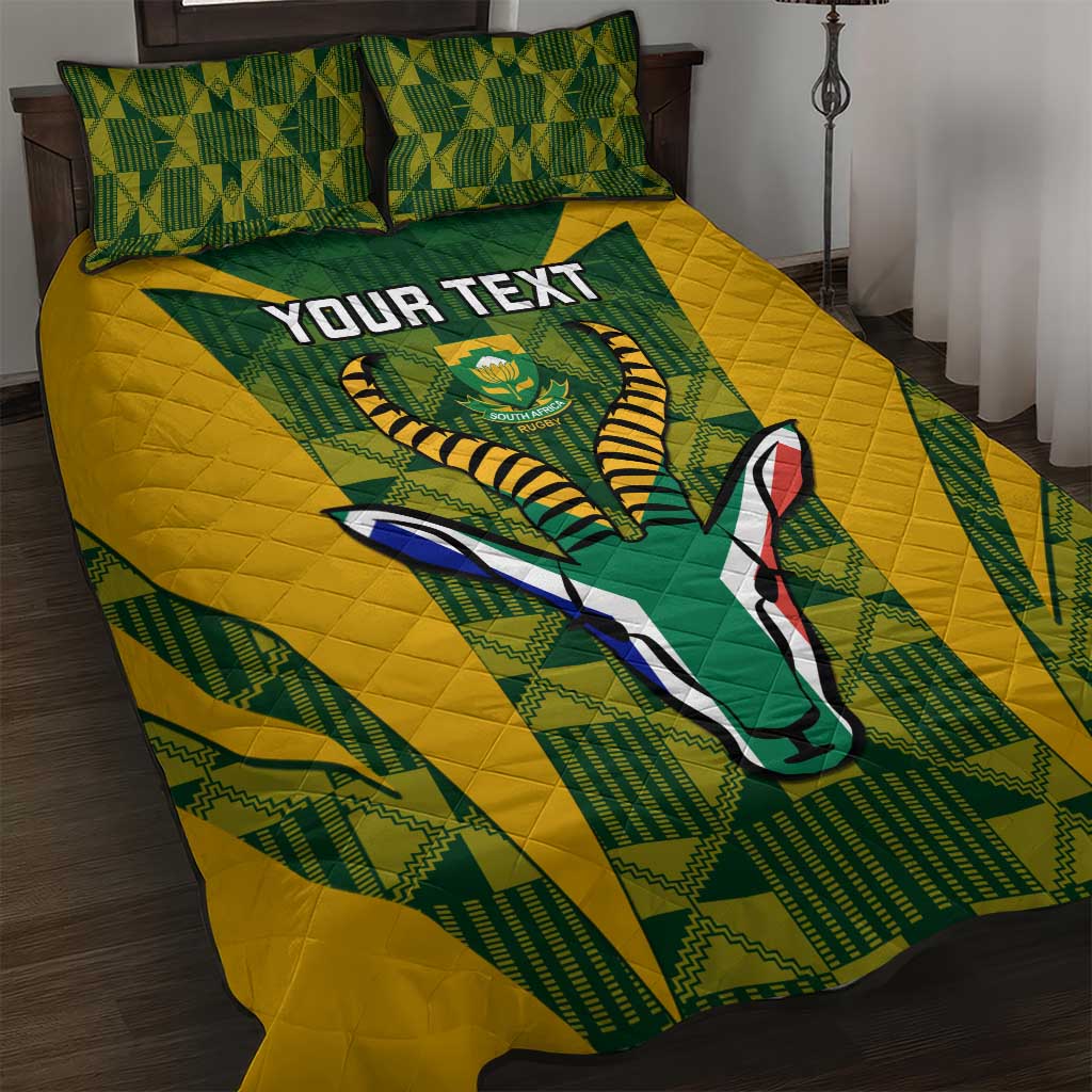 Custom South Africa Rugby Quilt Bed Set Go Springboks Kente With Bokke LT14