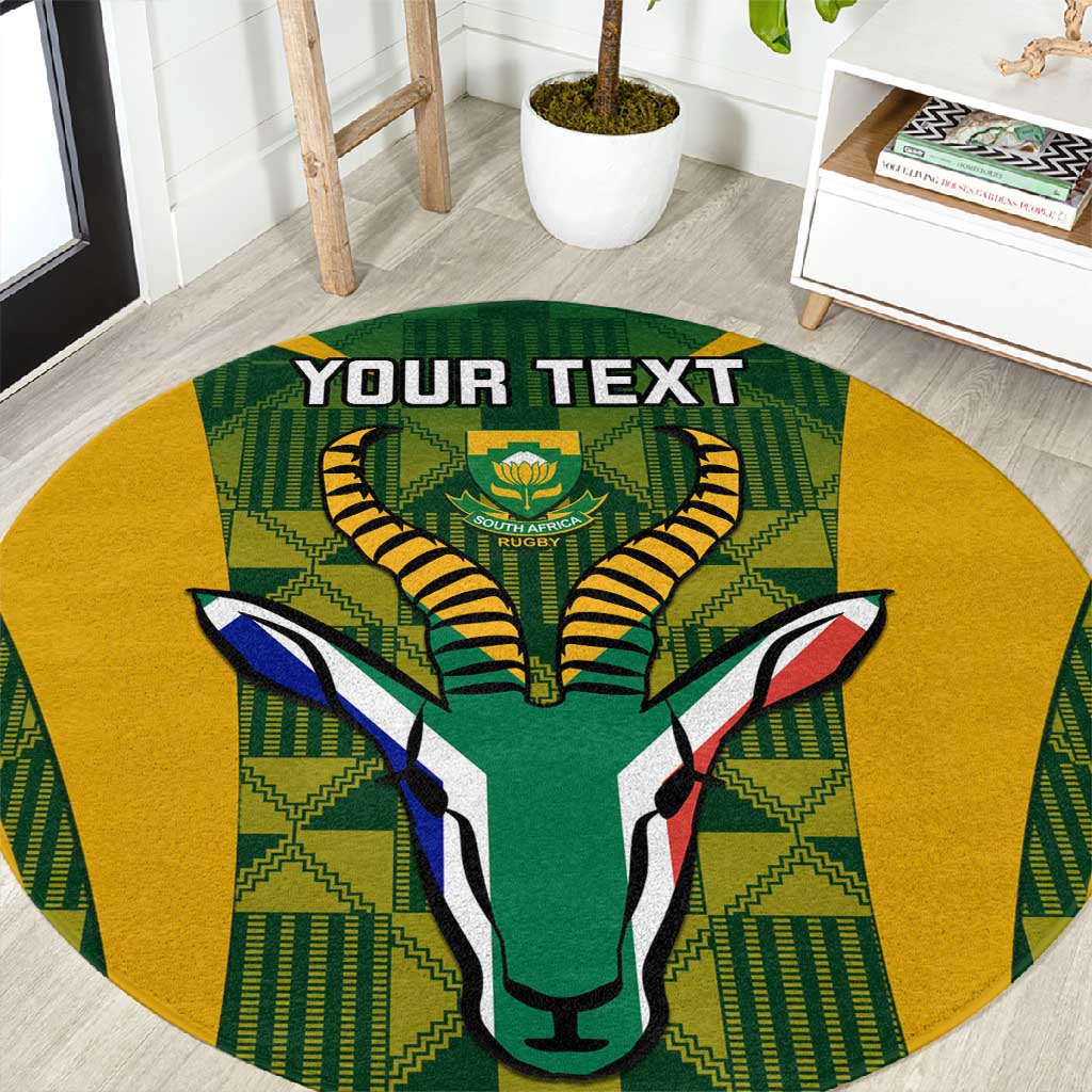 Custom South Africa Rugby Round Carpet Go Springboks Kente With Bokke LT14