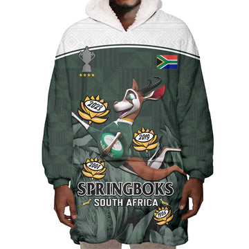 South Africa Rugby Wearable Blanket Hoodie Springboks 4th Champions World Cup Proud Bokke LT14