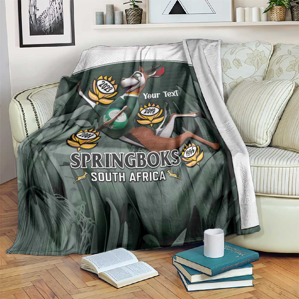 Custom South Africa Rugby Blanket Springboks 4th Champions World Cup Proud Bokke LT14