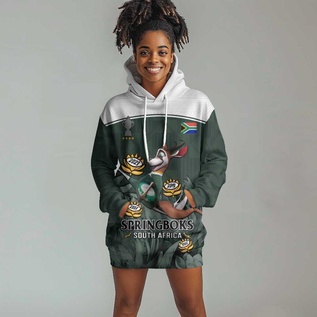 Custom South Africa Rugby Hoodie Dress Springboks 4th Champions World Cup Proud Bokke LT14