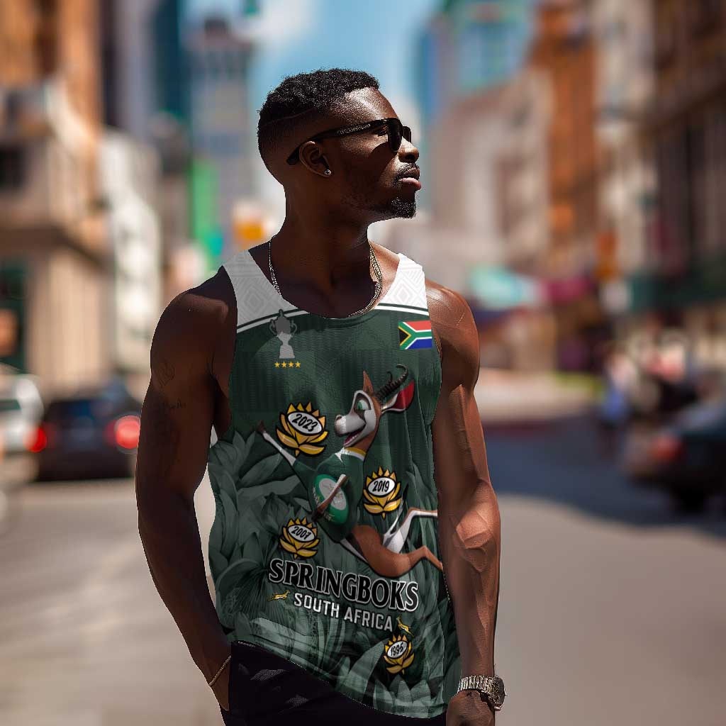 Custom South Africa Rugby Men Tank Top Springboks 4th Champions World Cup Proud Bokke LT14