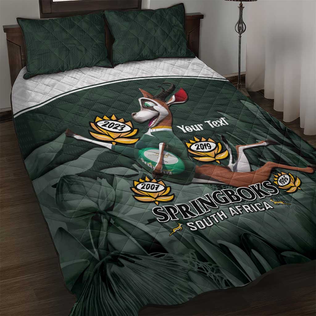 Custom South Africa Rugby Quilt Bed Set Springboks 4th Champions World Cup Proud Bokke LT14