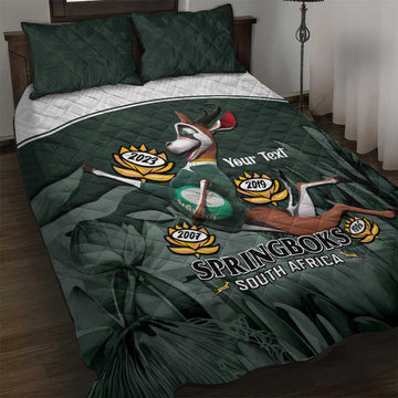 Custom South Africa Rugby Quilt Bed Set Springboks 4th Champions World Cup Proud Bokke LT14