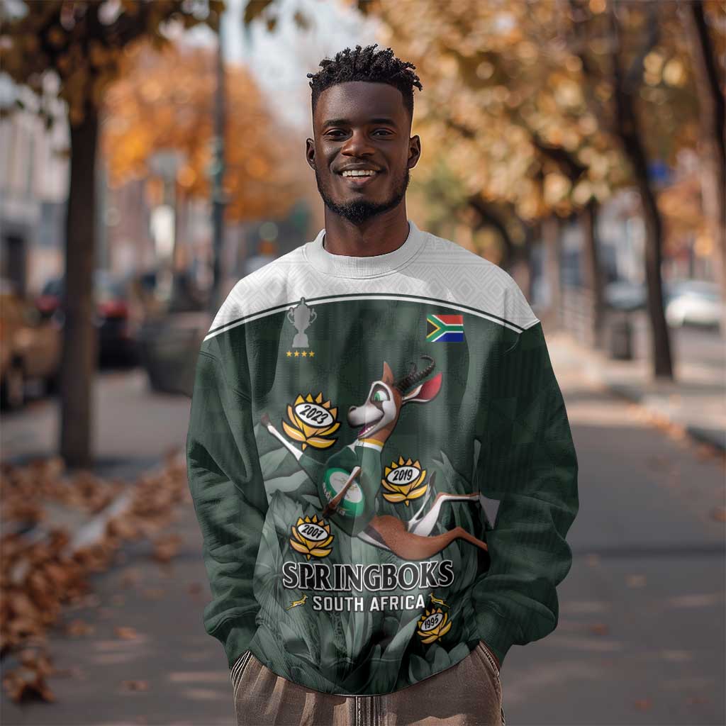 Custom South Africa Rugby Sweatshirt Springboks 4th Champions World Cup Proud Bokke LT14
