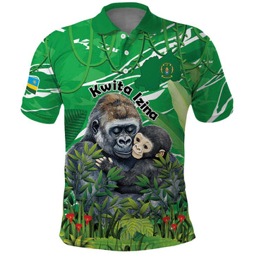 Personalized Rwanda Kwita Izina Polo Shirt Name a Gorilla - Save a Species LT15