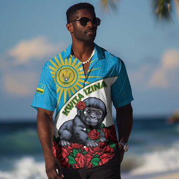 Personalized Rwandas Gorilla Naming Hawaiian Shirt Baby Gorilla Coat Of Arms With Red Rose LT15