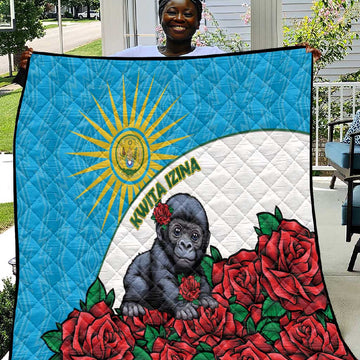 Rwandas Gorilla Naming Quilt Baby Gorilla Coat Of Arms With Red Rose LT15