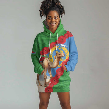 Personalised Eritrea Arabian Camel Hoodie Dress Gerbera Flower - Flag Color LT15