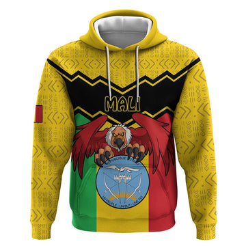 Personalised Mali Hoodie Vulture With Coat Of Arms Bogolan Pattern LT15