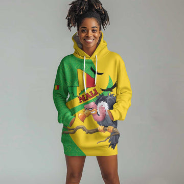 Personalized Afro Mali Vulture Hoodie Dress Flag Map - Bogolan Pattern LT15