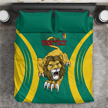 Custom Afro Cameroun Football Bedding Set Go Les Lions Indomptables LT15