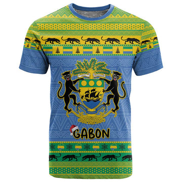 Afro Gabon Christmas T shirt Coat Of Arms Mix African Pattern LT15