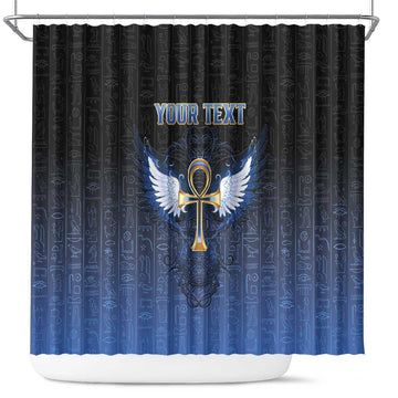Personalised Egyptian Ankh Shower Curtain Egypt Hieroglyphs Pattern LT15