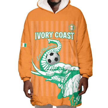 Custom Cote dIvoire Football Wearable Blanket Hoodie Les Elephants LT15